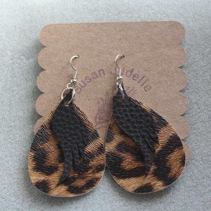 Vinyl Handmade Earrings Leopard Print